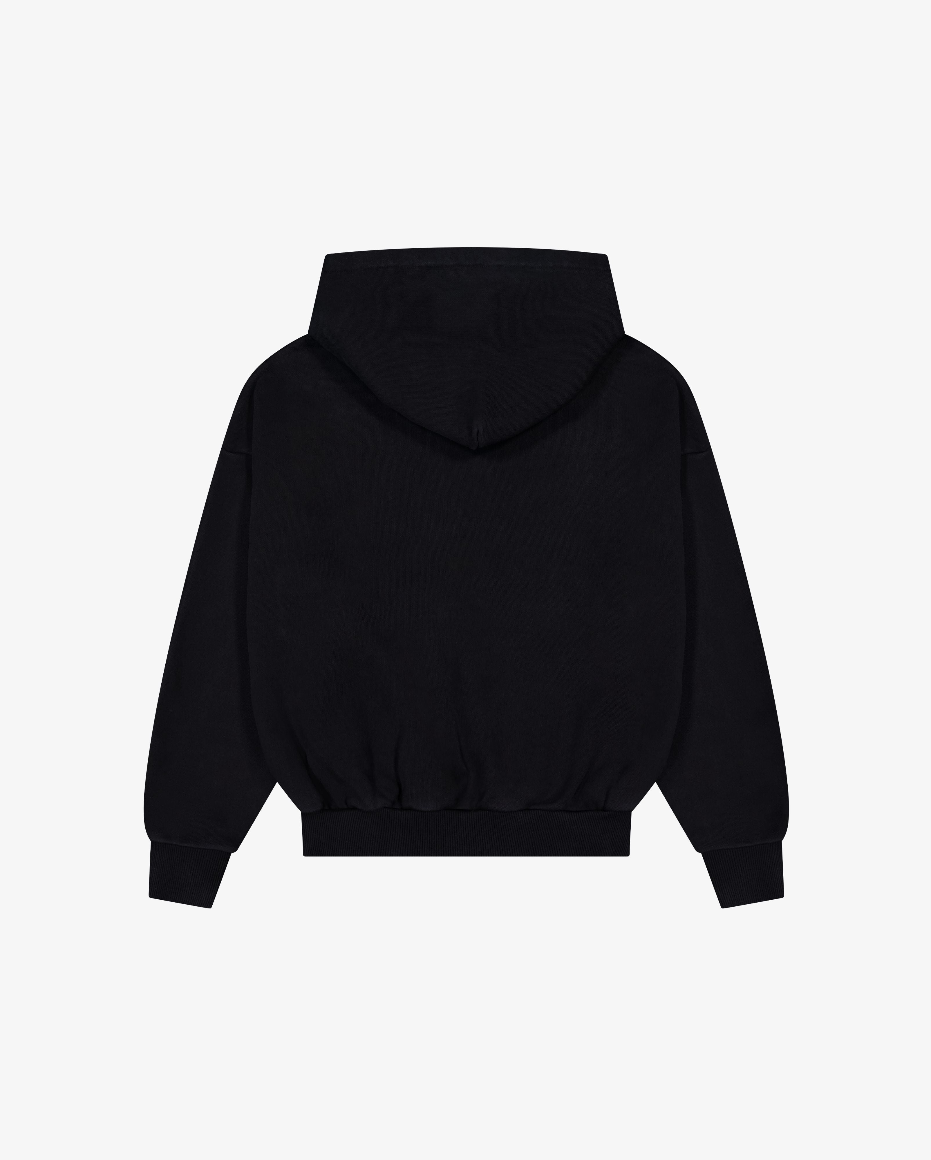 Distressed Applique Hoodie | Washed Black