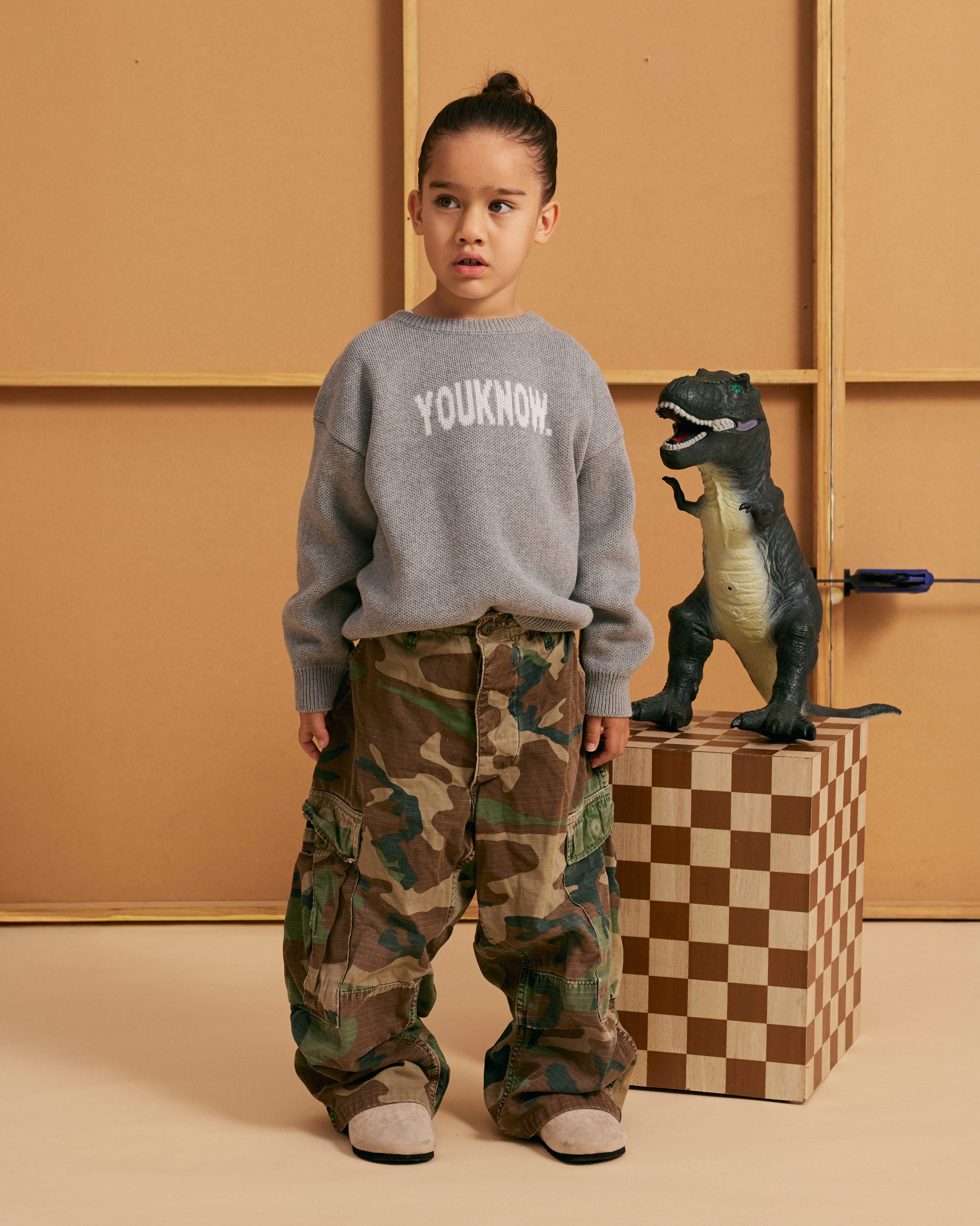 KIDS COTTON KNIT CREWNECK | Grey