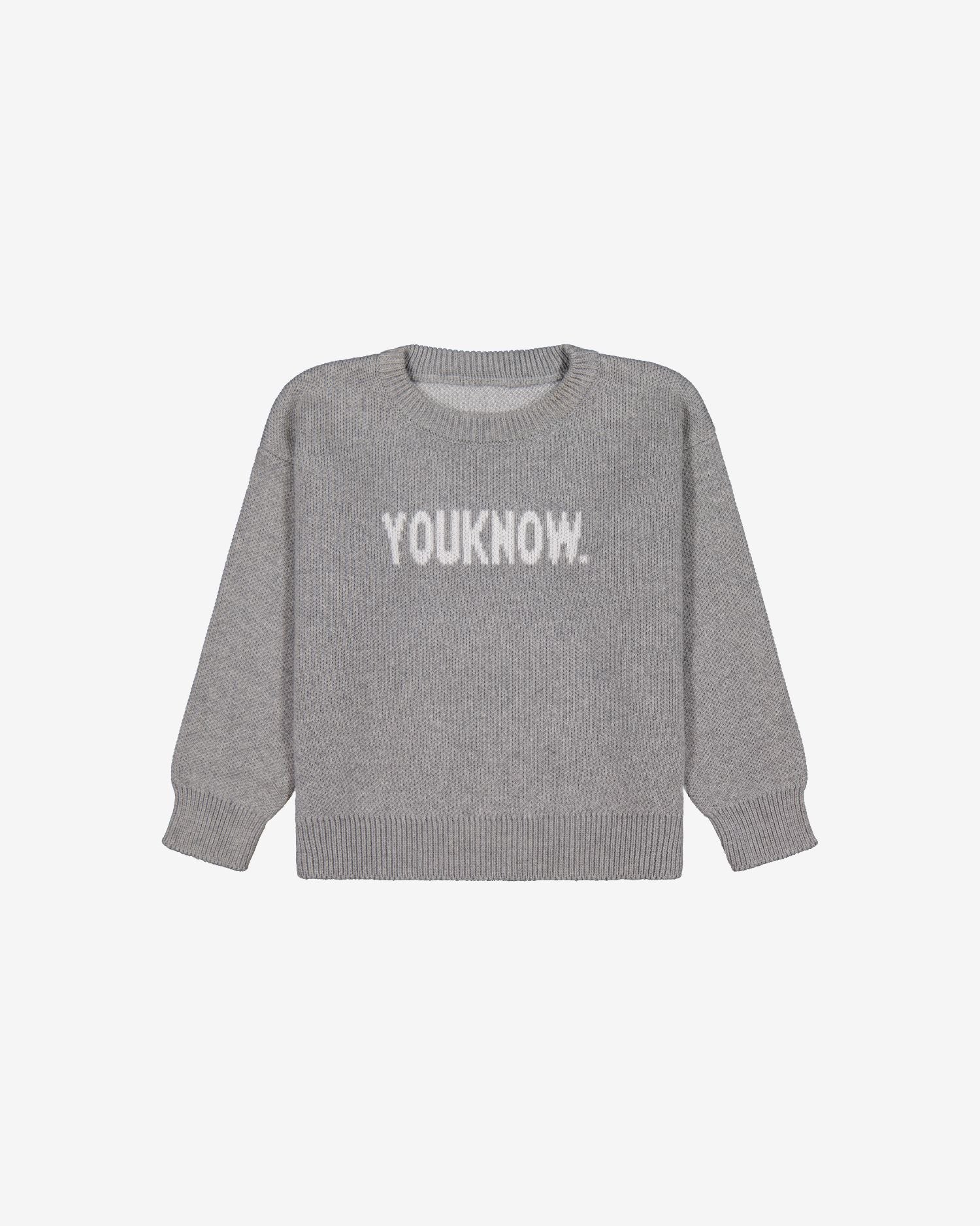 KIDS COTTON KNIT CREWNECK | Grey