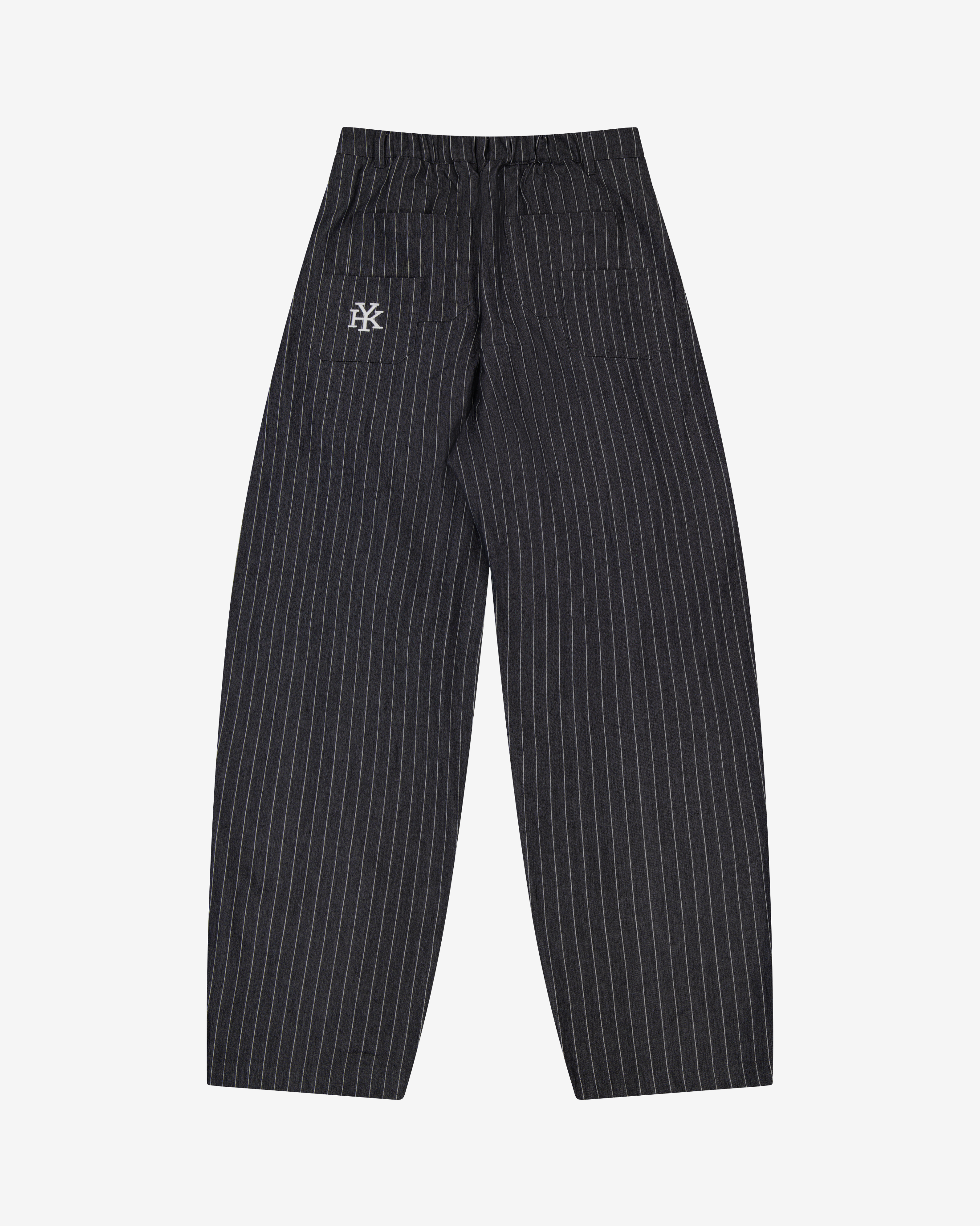 Barrel Leg Pants | Black Pinstripe