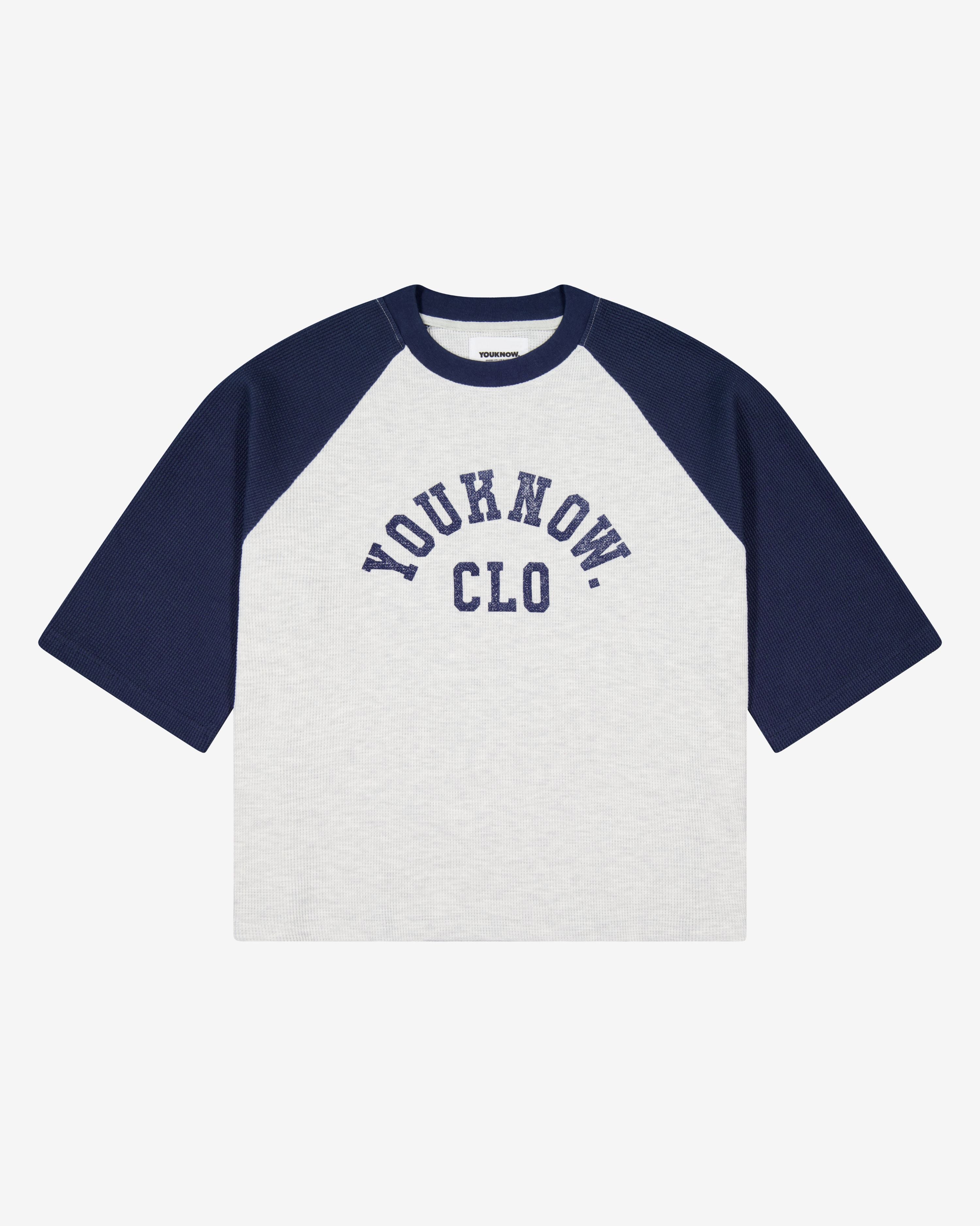 Raglan Waffle Tee | Navy/White