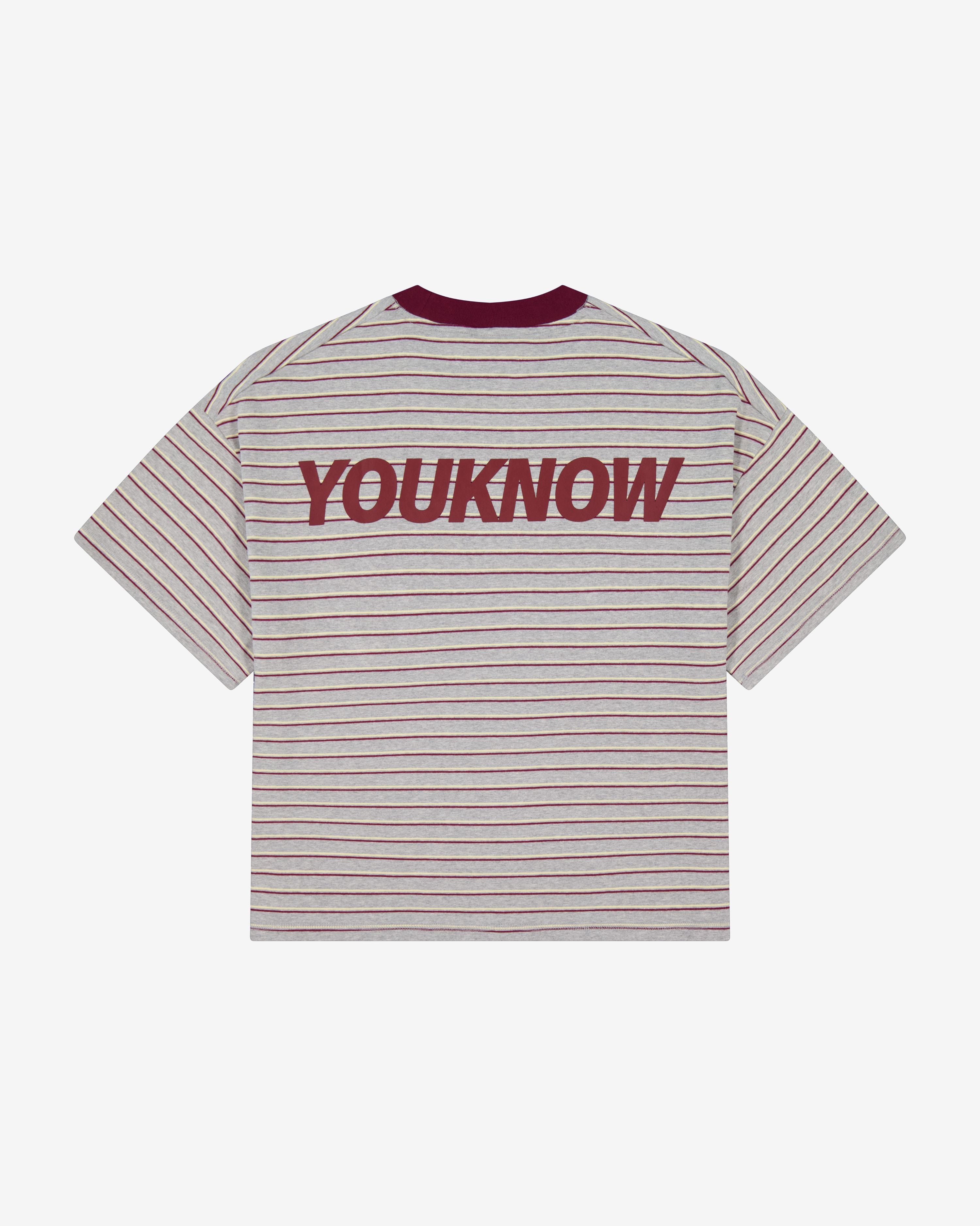 Striped YK Tee | Grey/Maroon Stripe