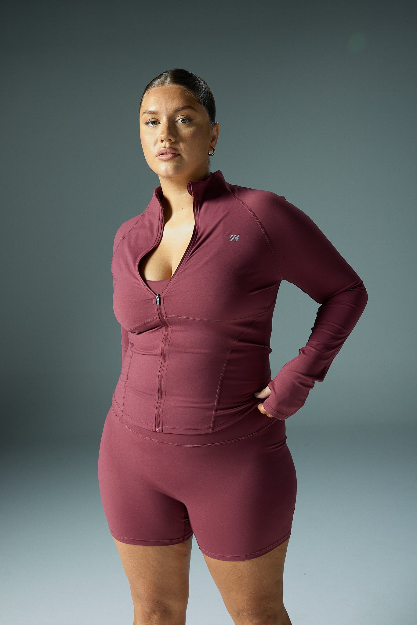 YK Move Sculpt Zip-Up Jacket | Burgundy