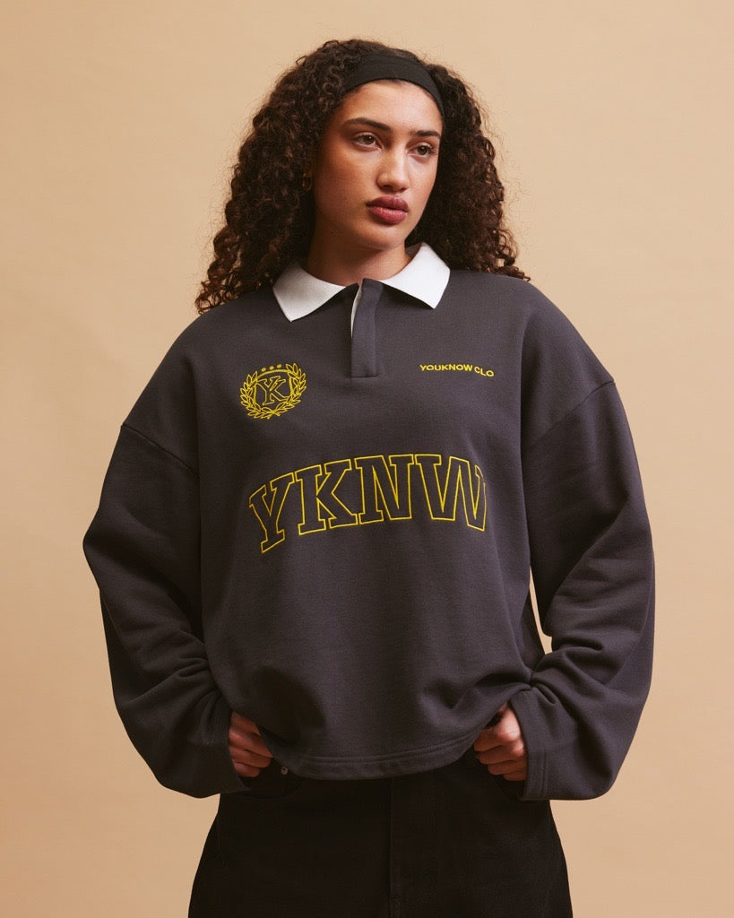 Emblem Polo Longsleeve | Charcoal