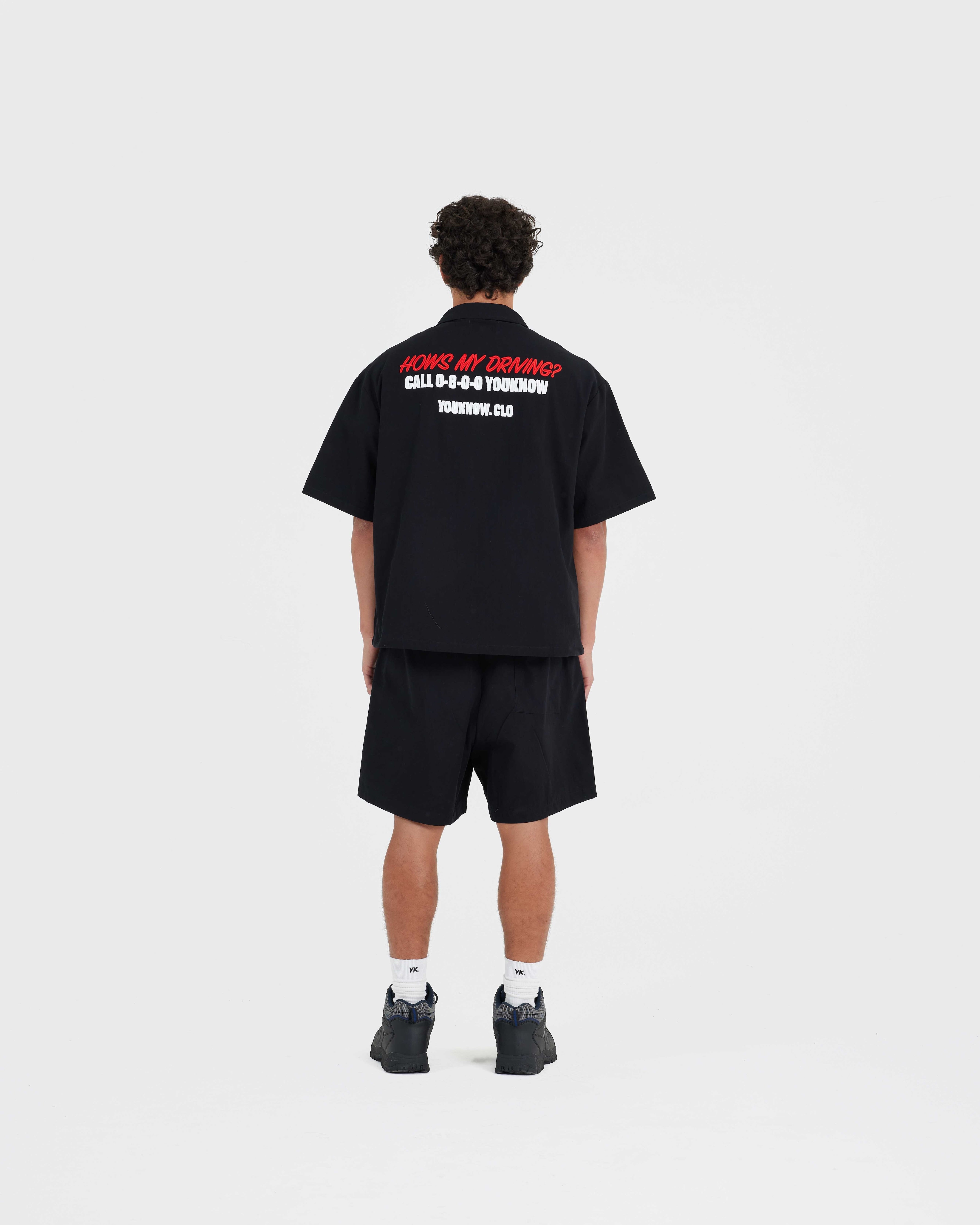 DRILL COLLARED SHIRT | Black Drill