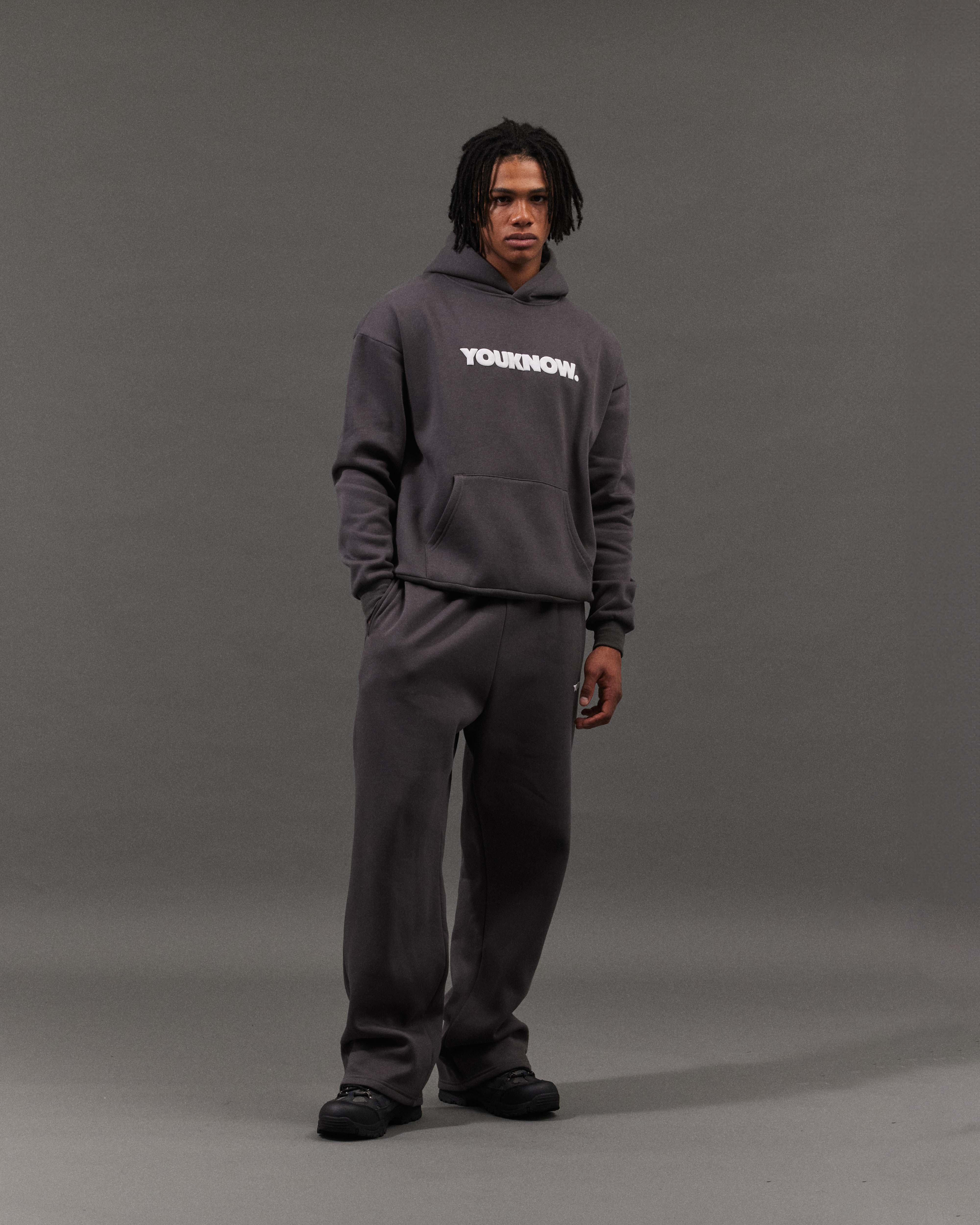 BLOCK WIDE-LEG SWEATPANTS | Slate
