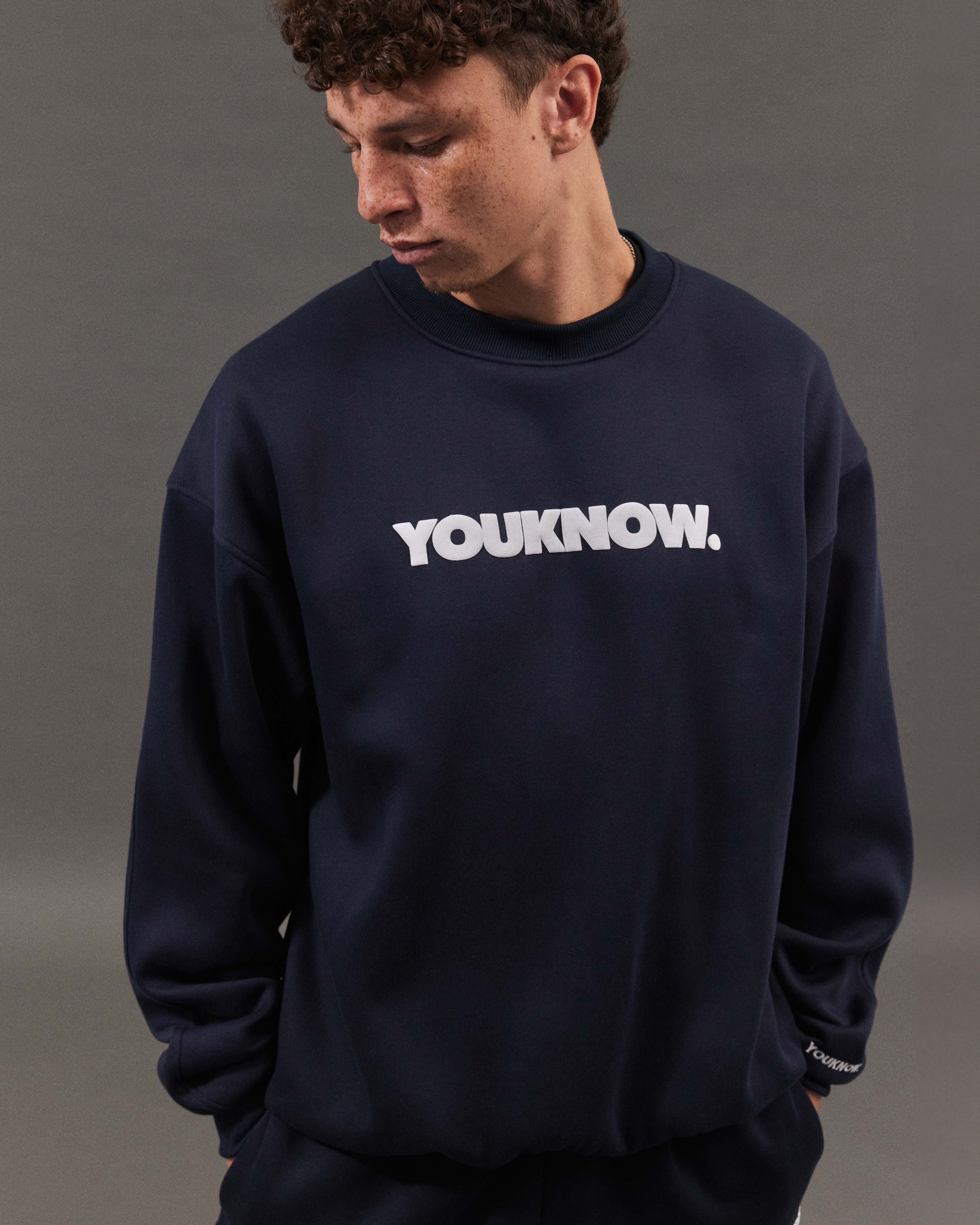 BLOCK CREWNECK | Navy