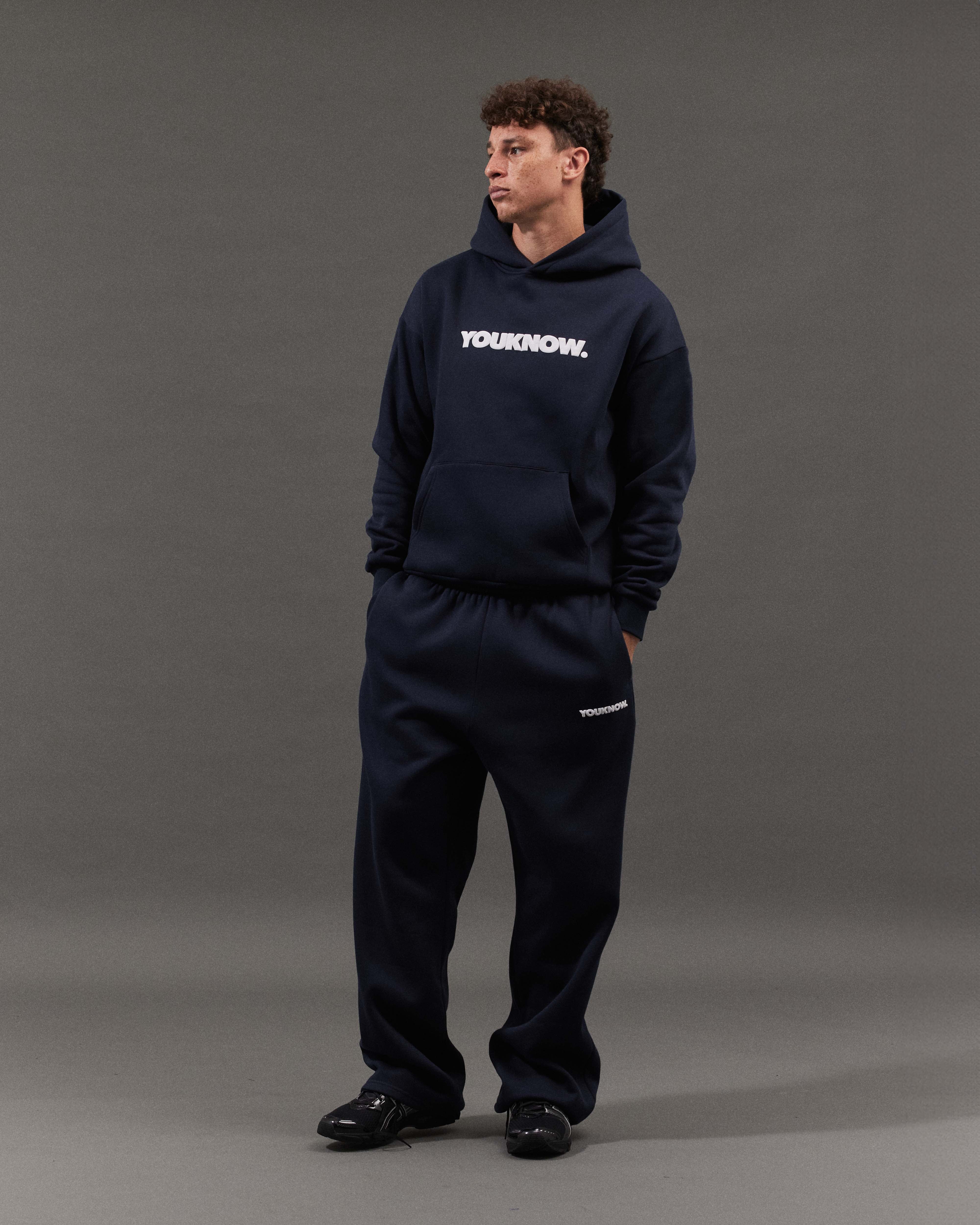 BLOCK WIDE-LEG SWEATPANTS | Navy