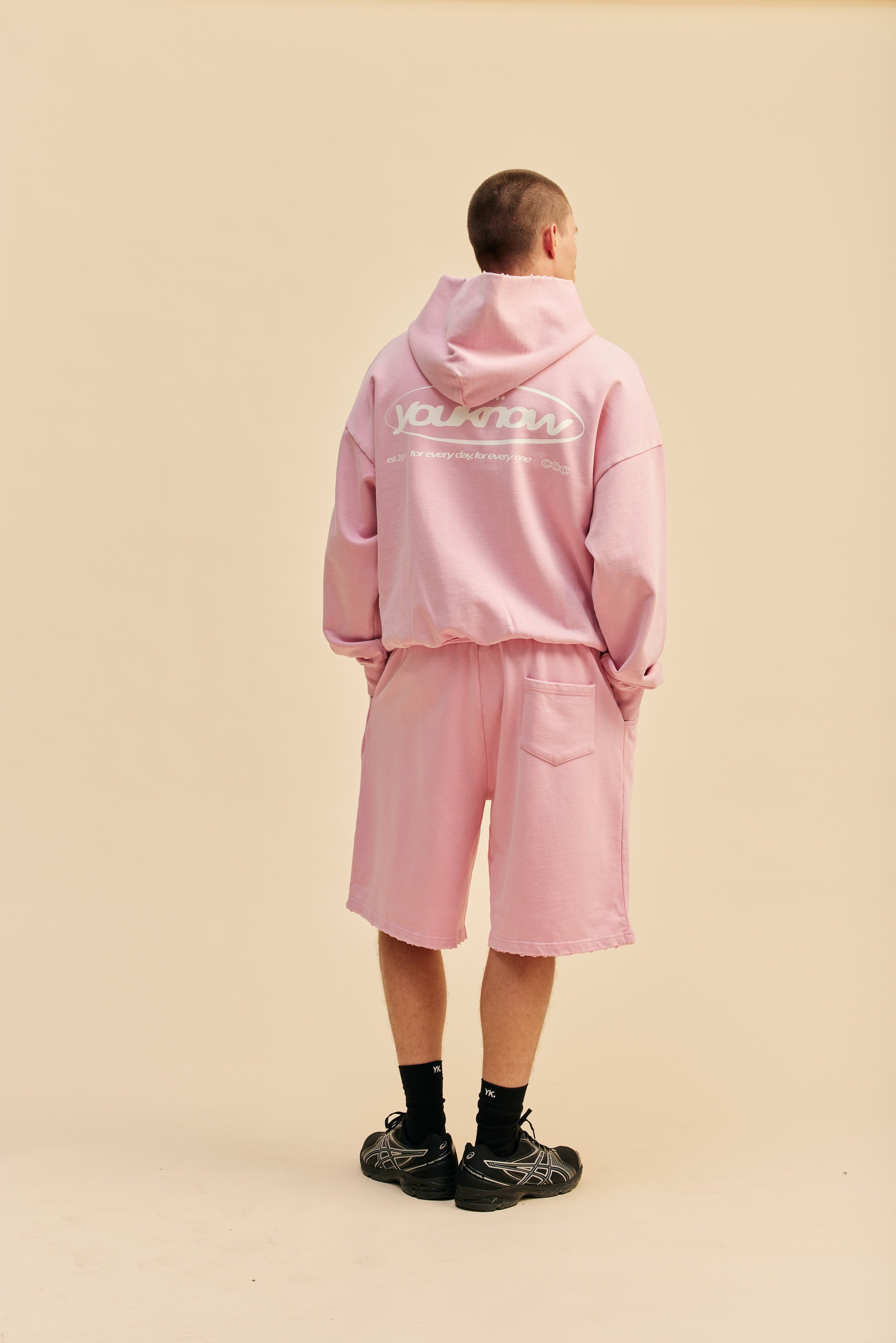 Distressed Logo Hoodie | Washed Pink