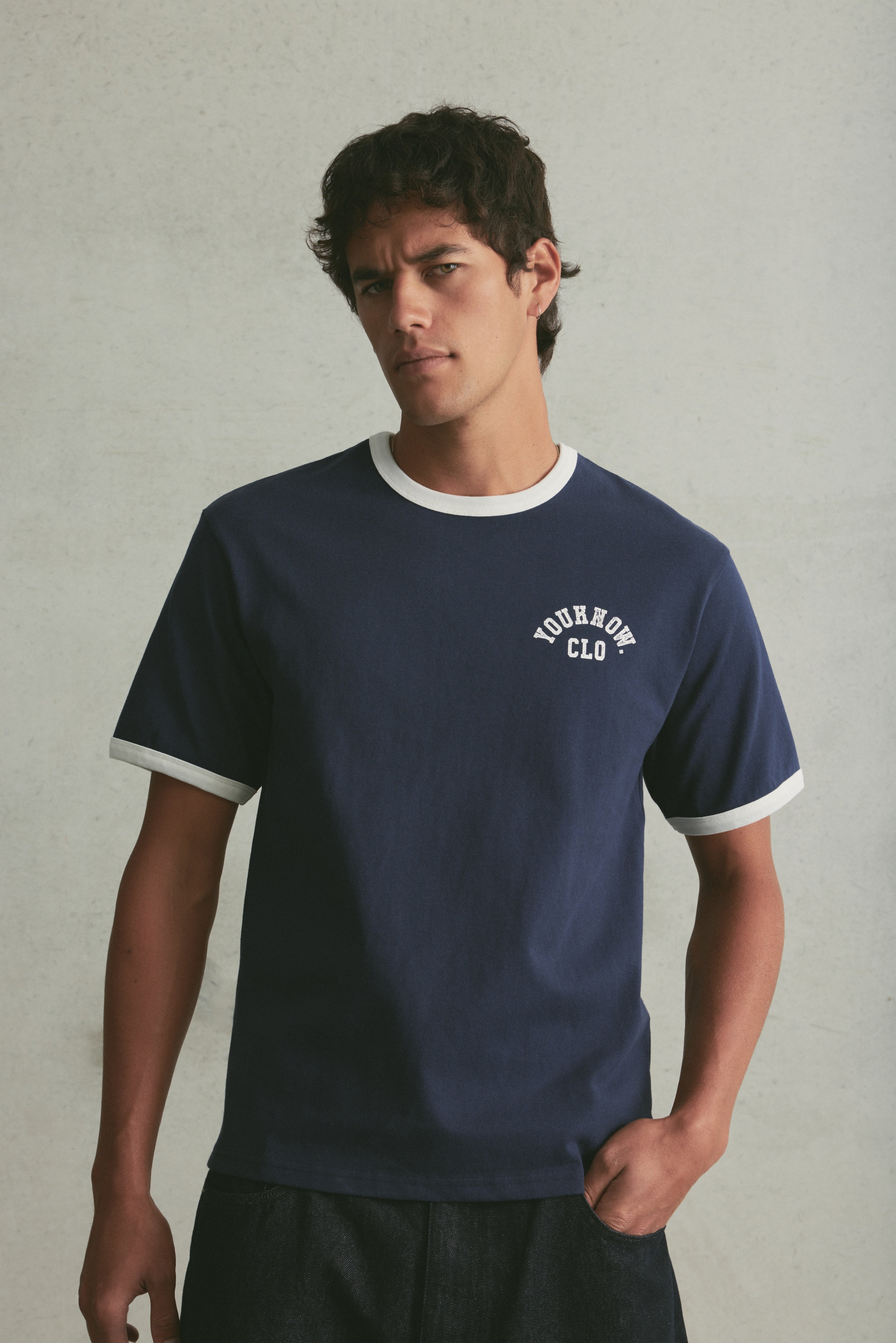 Shrunken Ringer Tee | Navy