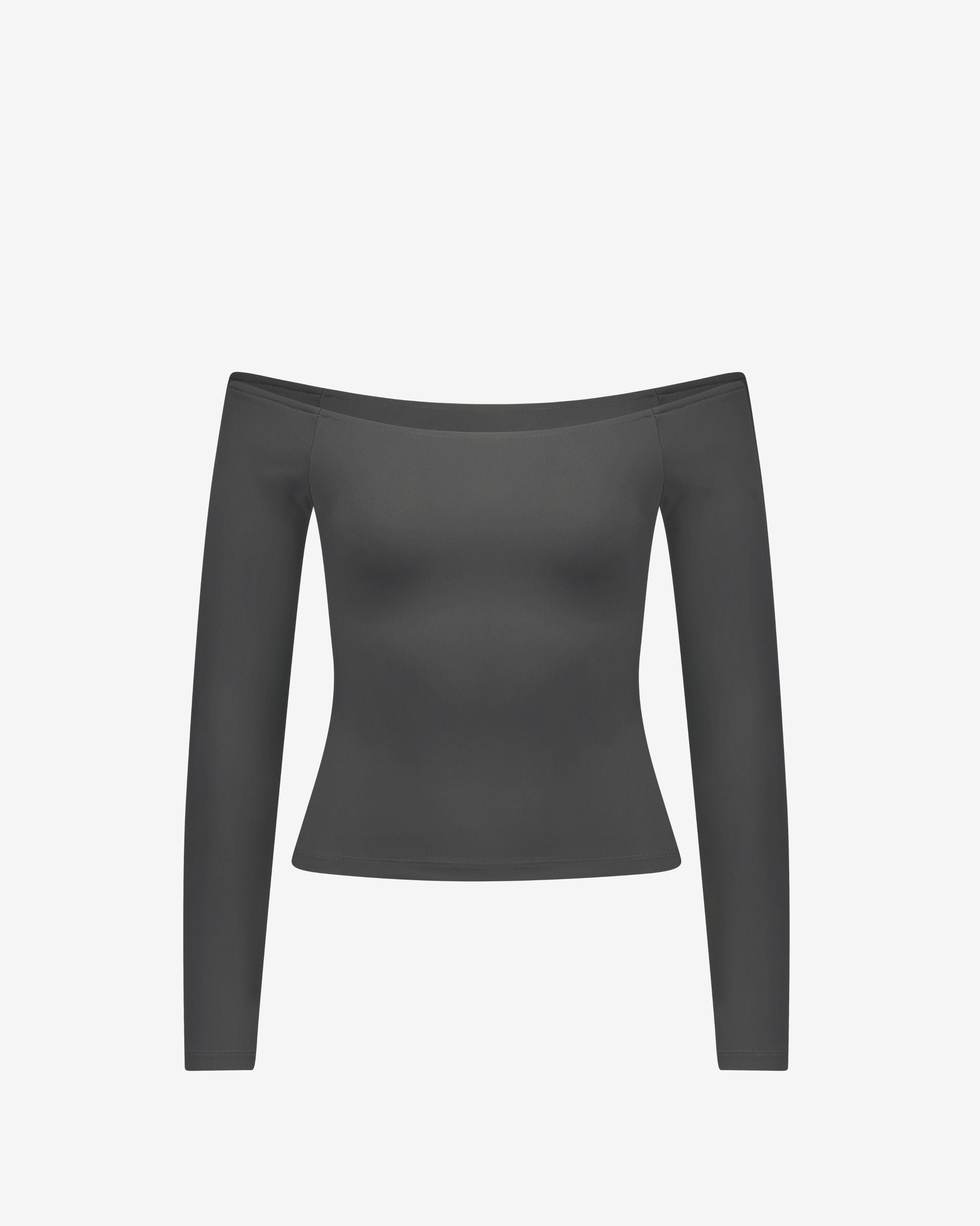 YK Move Cloud Off Shoulder Longsleeve | Charcoal