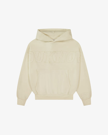 Distressed Applique Hoodie | Washed Cream