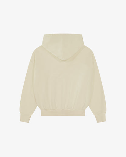 Distressed Applique Hoodie | Washed Cream