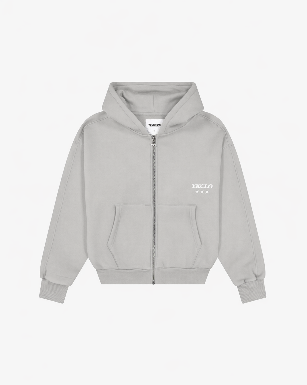 Panelled Zip Up Hoodie | Light Grey