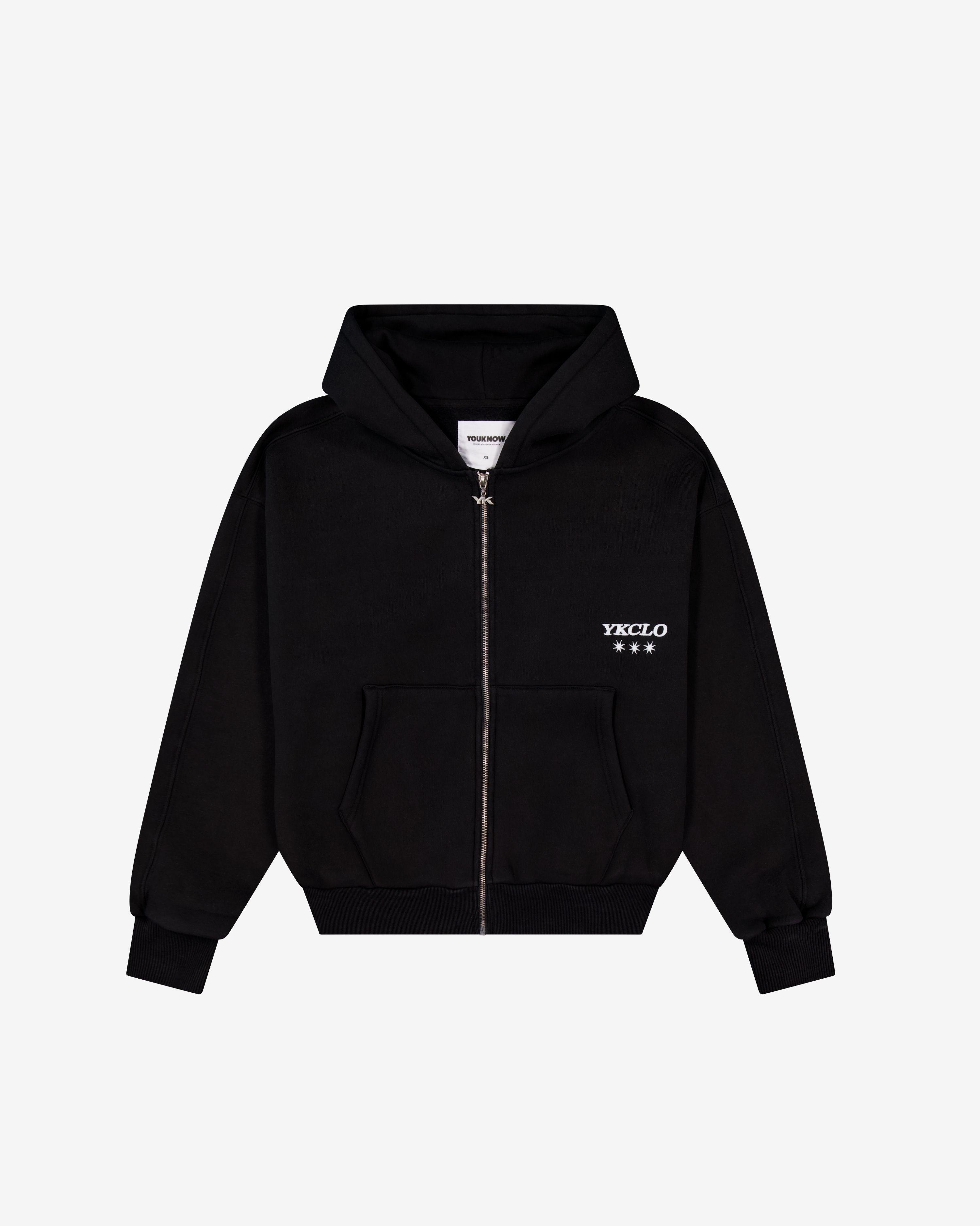 Panelled Zip Up Hoodie | Black