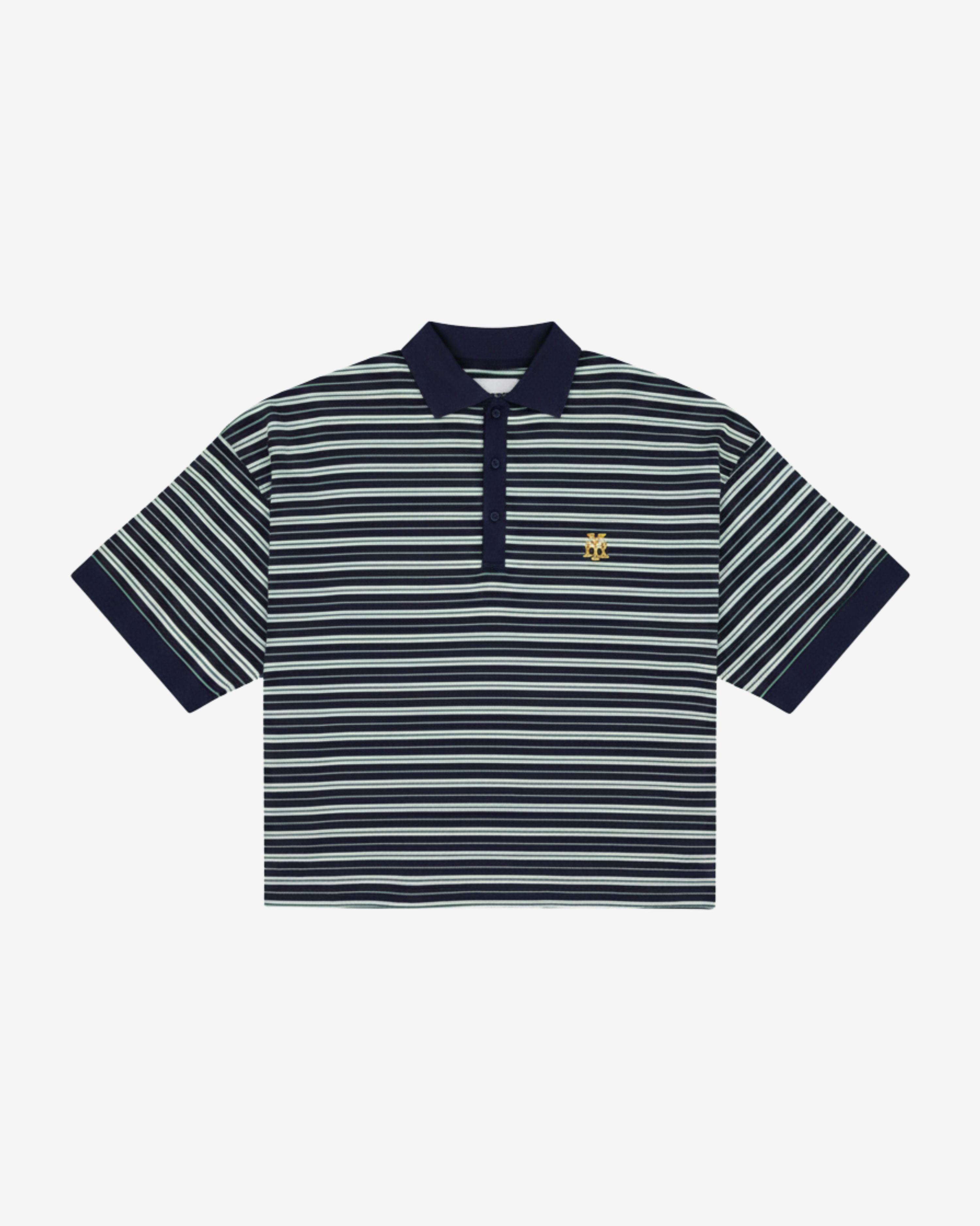 Boxy Polo | Navy Stripe