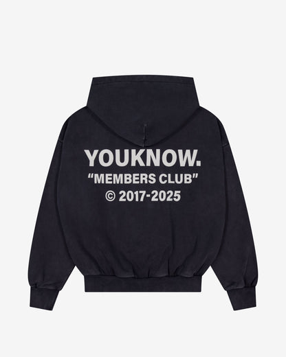 Members Club Hoodie | Washed Black
