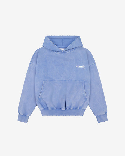 Distressed Logo Hoodie | Washed Blue