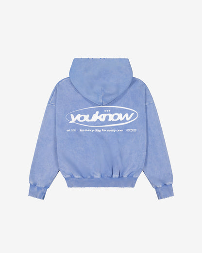 Distressed Logo Hoodie | Washed Blue
