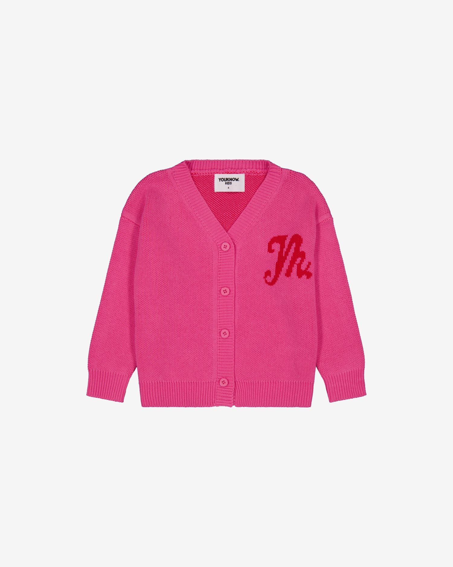 KIDS COTTON KNIT CARDIGAN | Pink