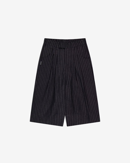 Double Pleated Shorts | NAVY PINSTRIPE
