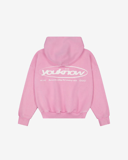 Distressed Logo Hoodie | Washed Pink