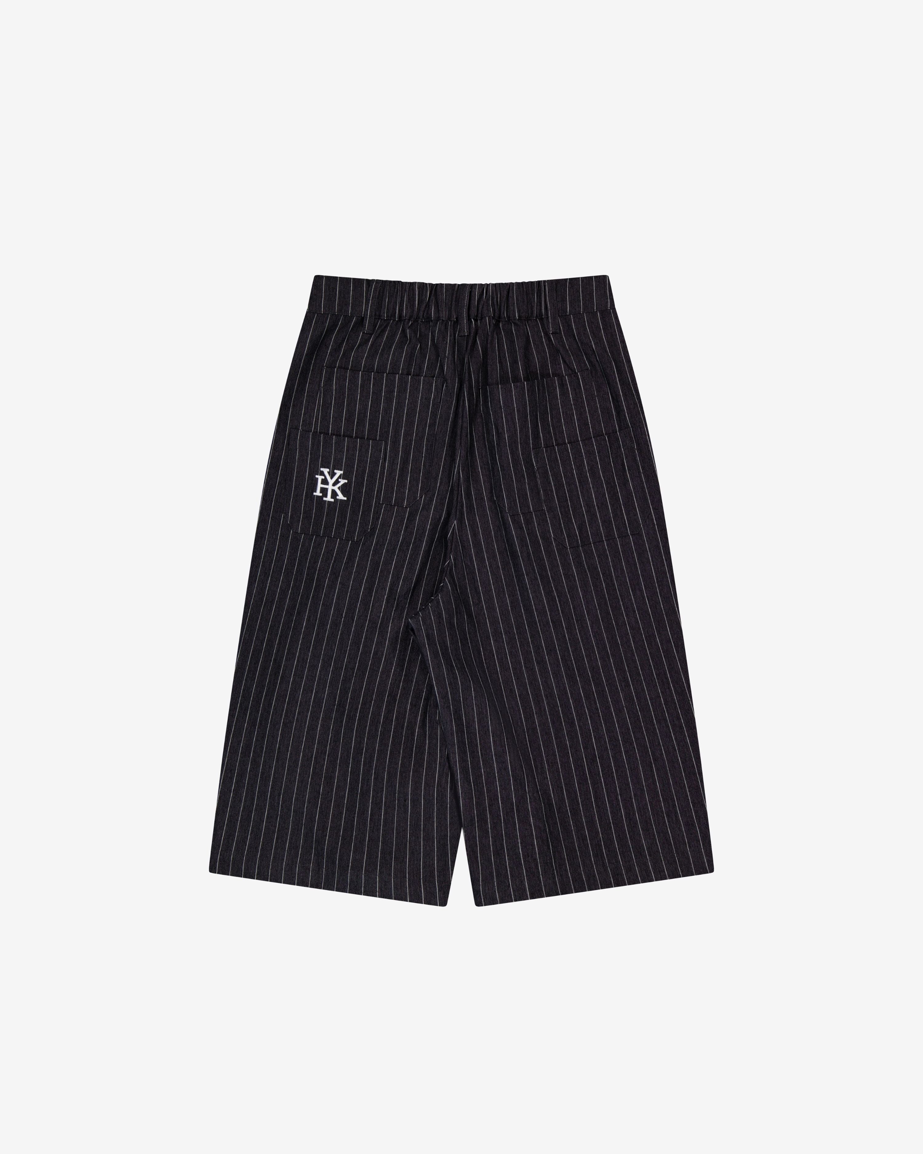Double Pleated Shorts | NAVY PINSTRIPE