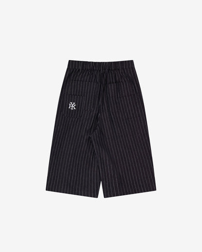 Double Pleated Shorts | NAVY PINSTRIPE