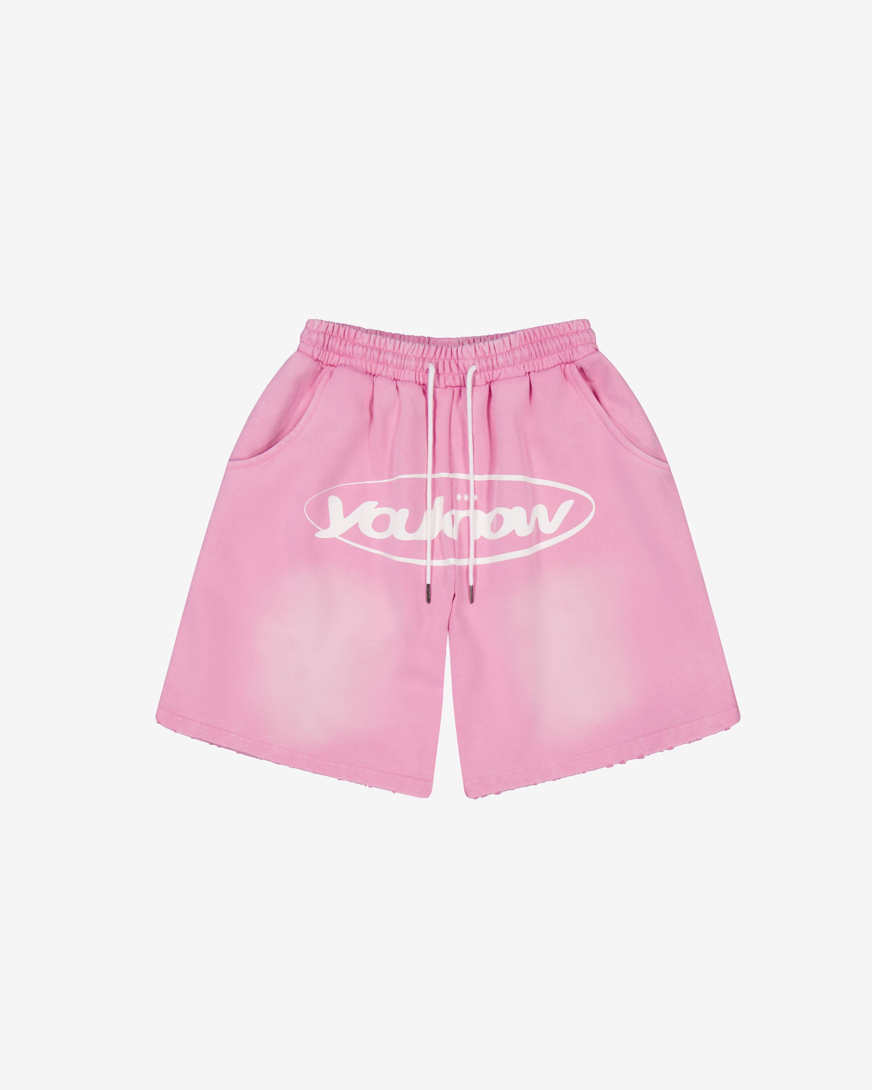 Distressed Logo Shorts | Washed Pink