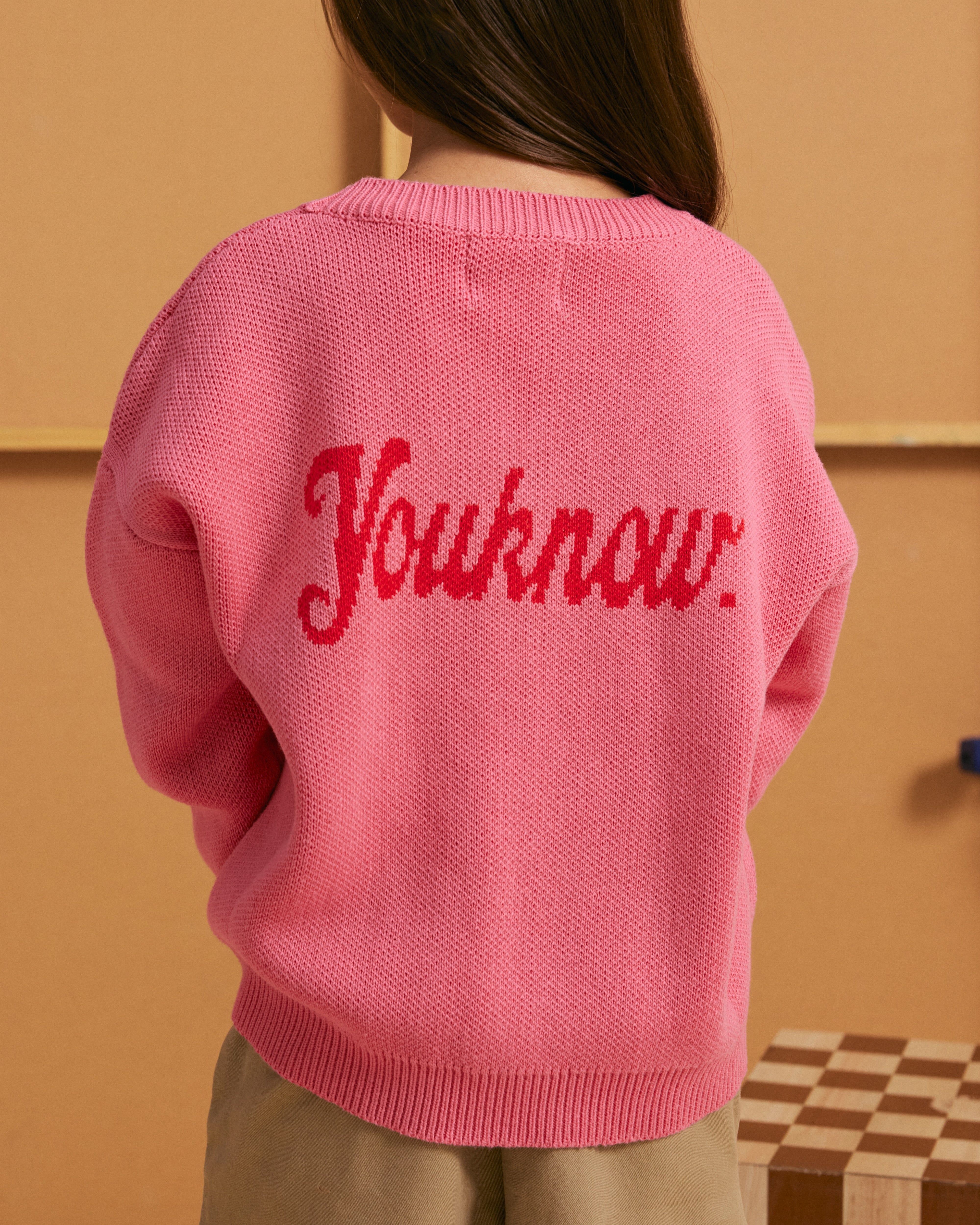 KIDS COTTON KNIT CARDIGAN | Pink