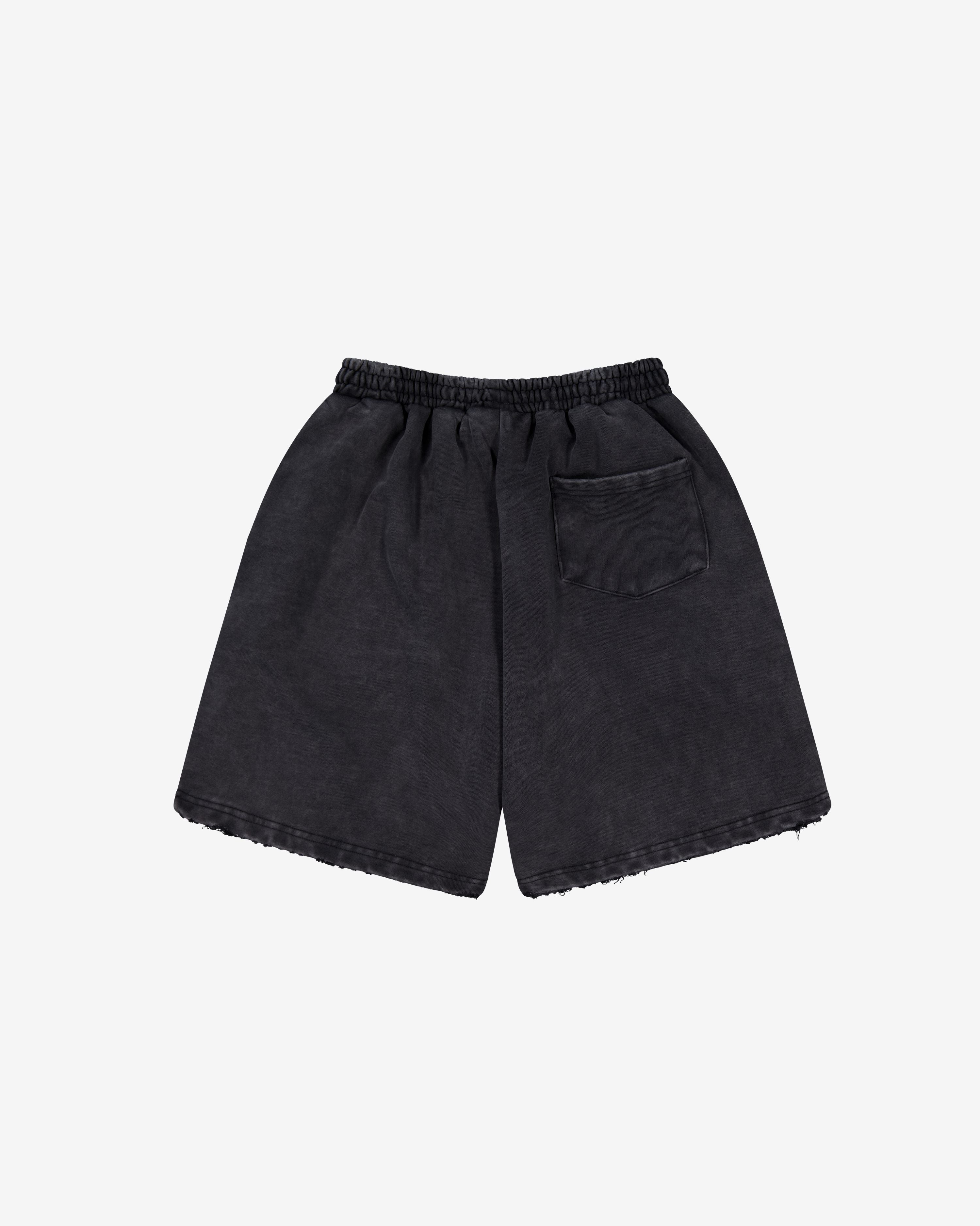 Distressed Logo Shorts | Washed Black