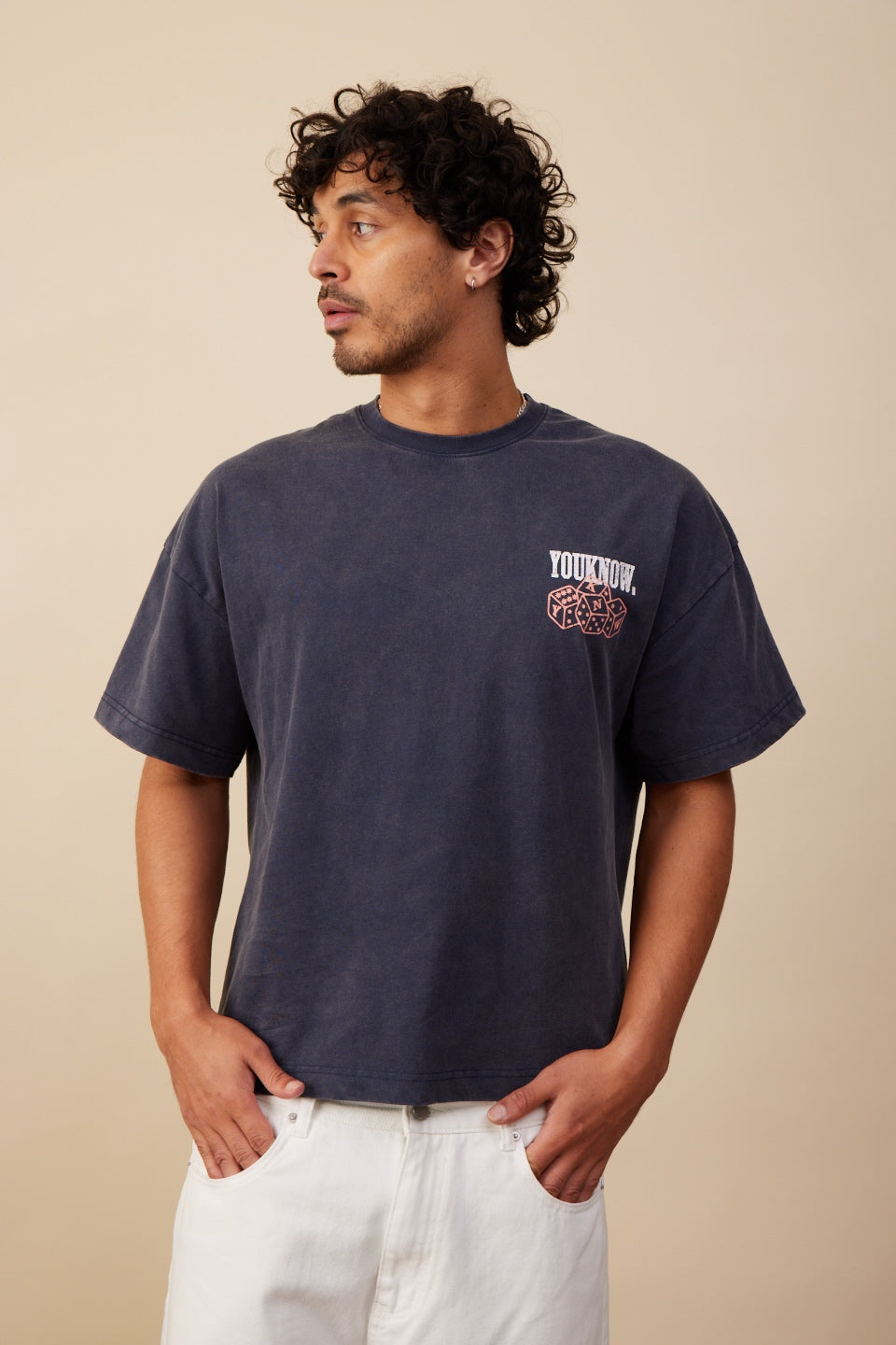 YKC Graphic Tee | Washed Navy Dice