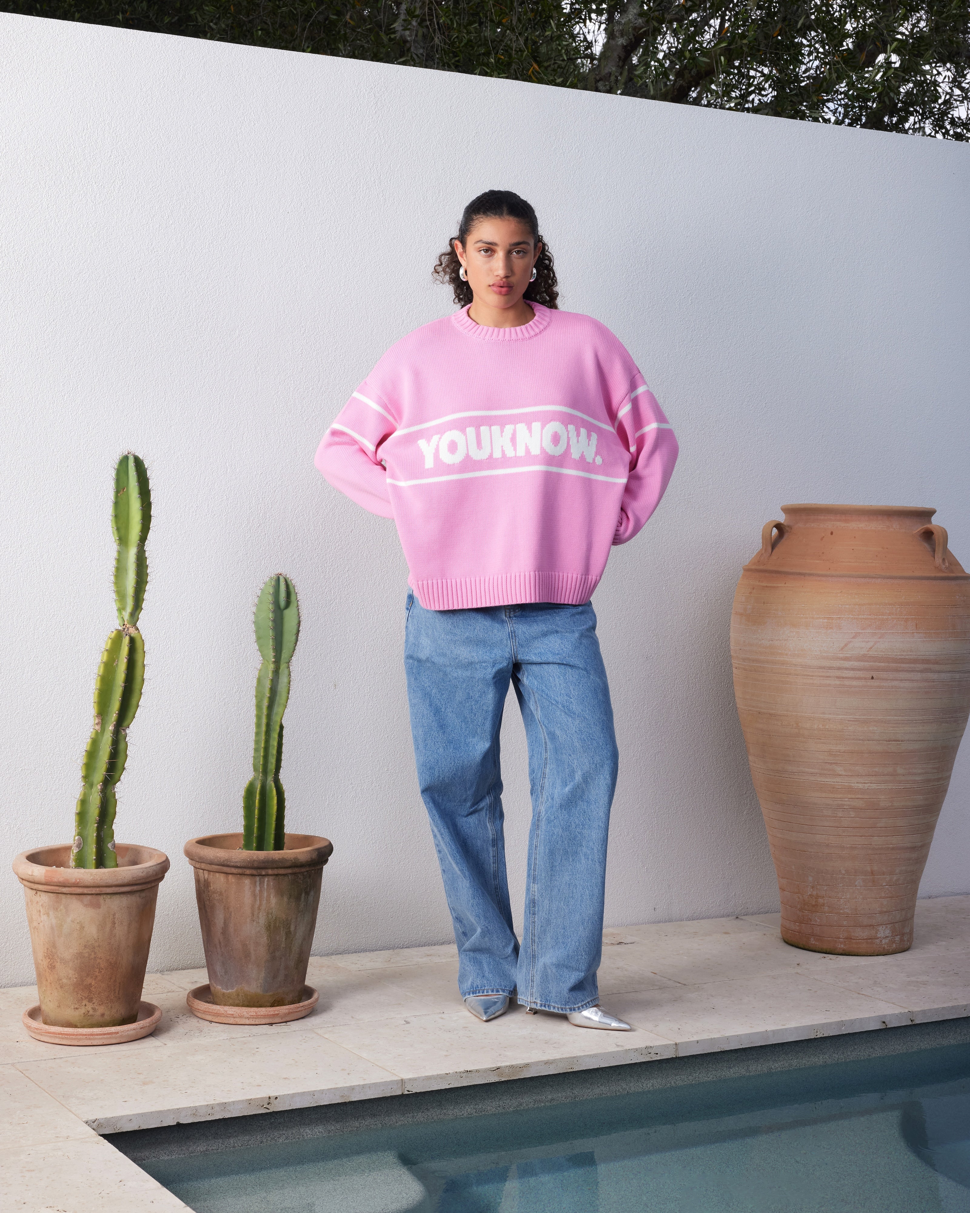 COTTON KNIT CREW | Pink