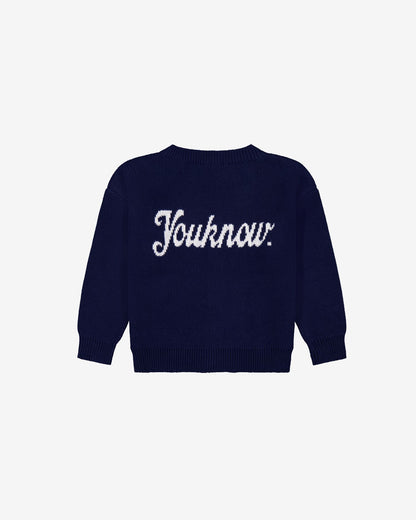 KIDS COTTON KNIT CARDIGAN | Navy