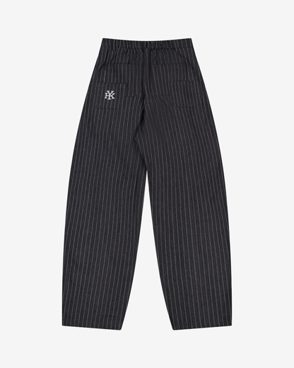 Barrel Leg Pants | Black Pinstripe