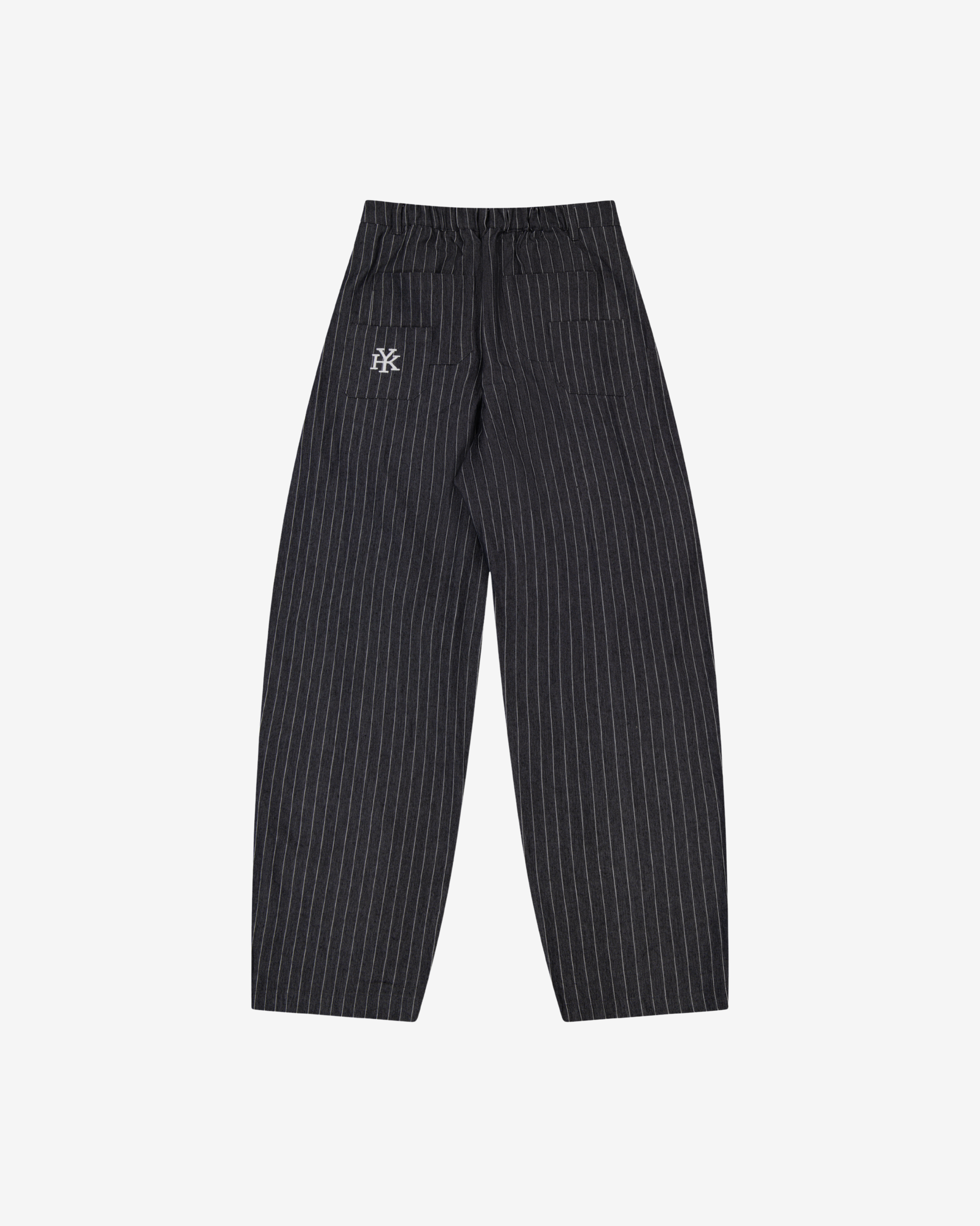 Barrel Leg Pants | Black Pinstripe