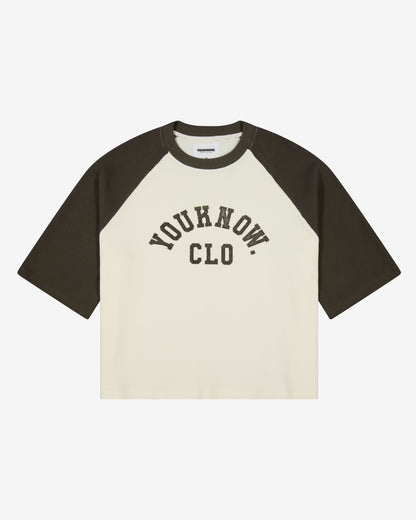 Raglan Waffle Tee | Charcoal/Cream