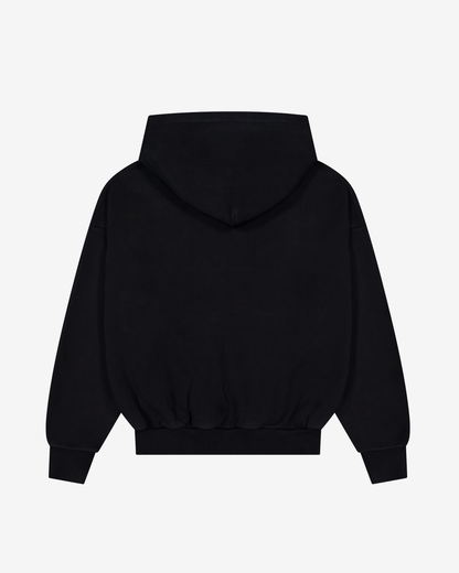 Distressed Applique Hoodie | Washed Black