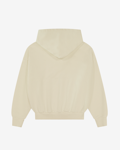 Distressed Applique Hoodie | Washed Cream
