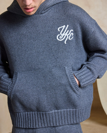 Merino Blend Knit Hoodie | Charcoal