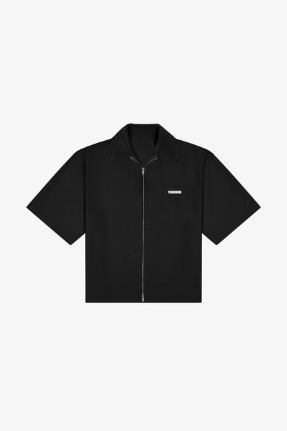 DRILL COLLARED SHIRT | Black Drill