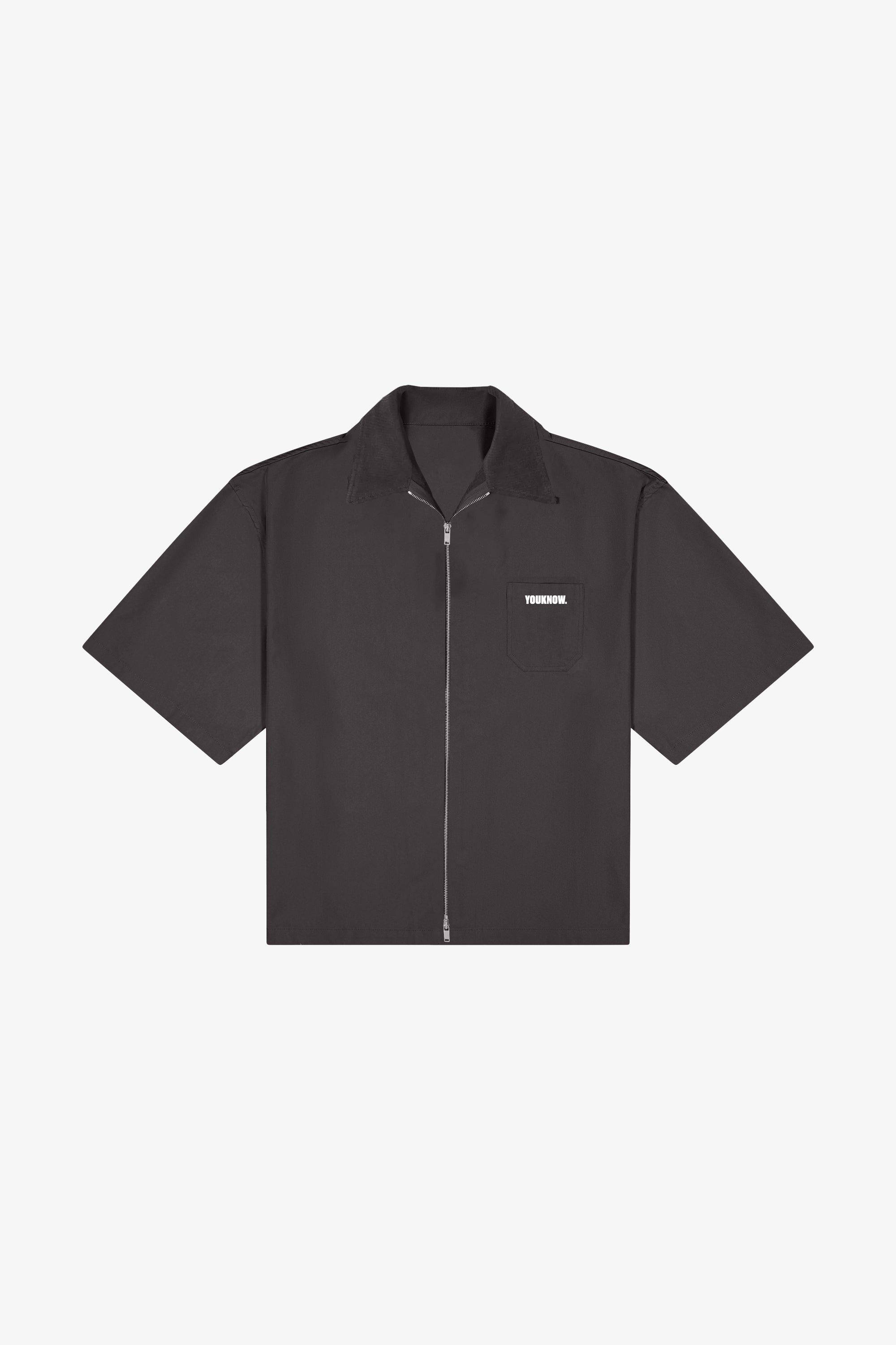 DRILL COLLARED SHIRT | Charcoal Drill