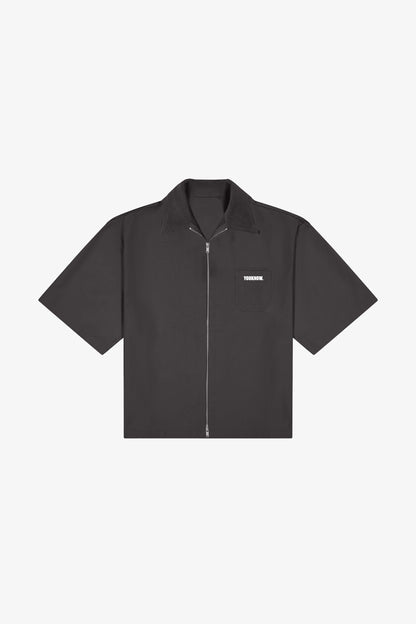 DRILL COLLARED SHIRT | Charcoal Drill