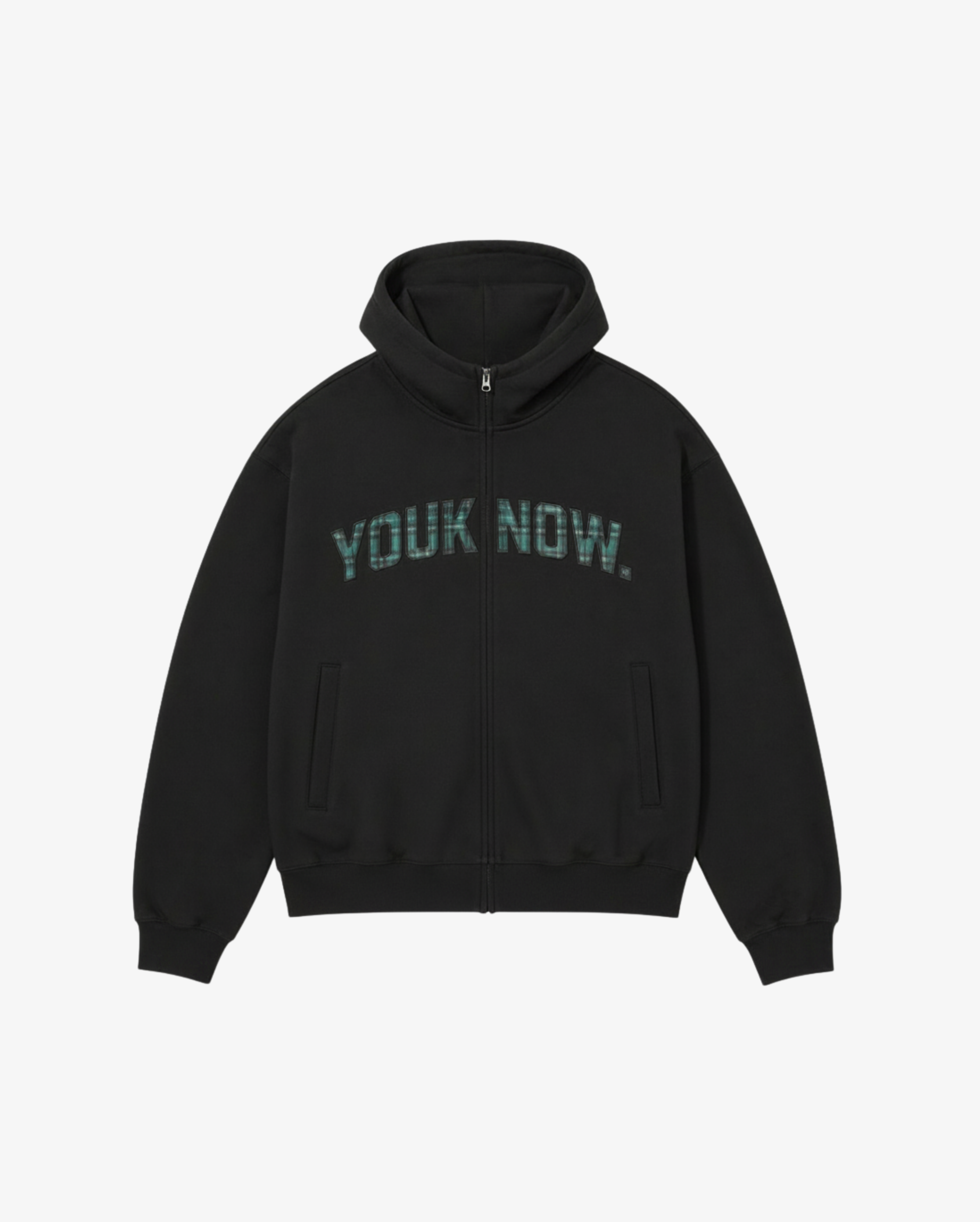 Offset Zip Up Hoodie | Black/Tartan