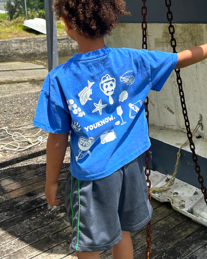 Kids Kiwi Summer Tee | Washed Blue