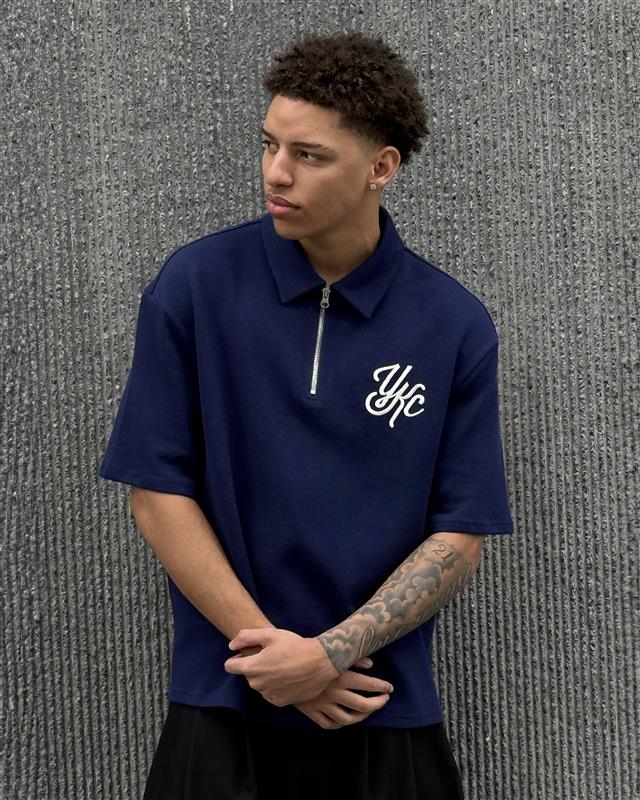 QUARTER ZIP POLO | Navy