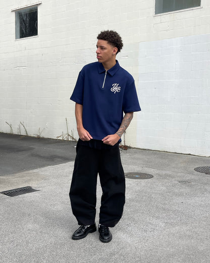 QUARTER ZIP POLO | Navy
