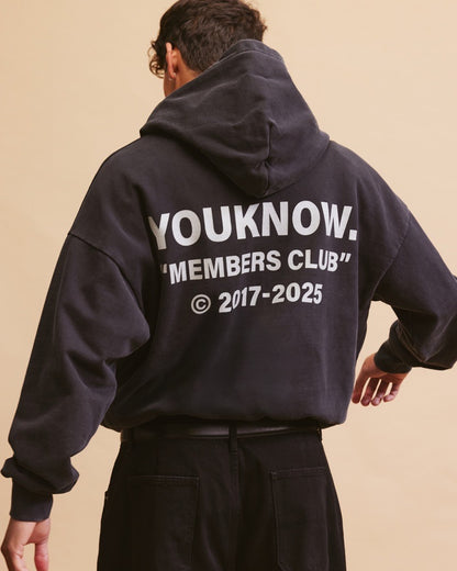 Members Club Hoodie | Washed Black