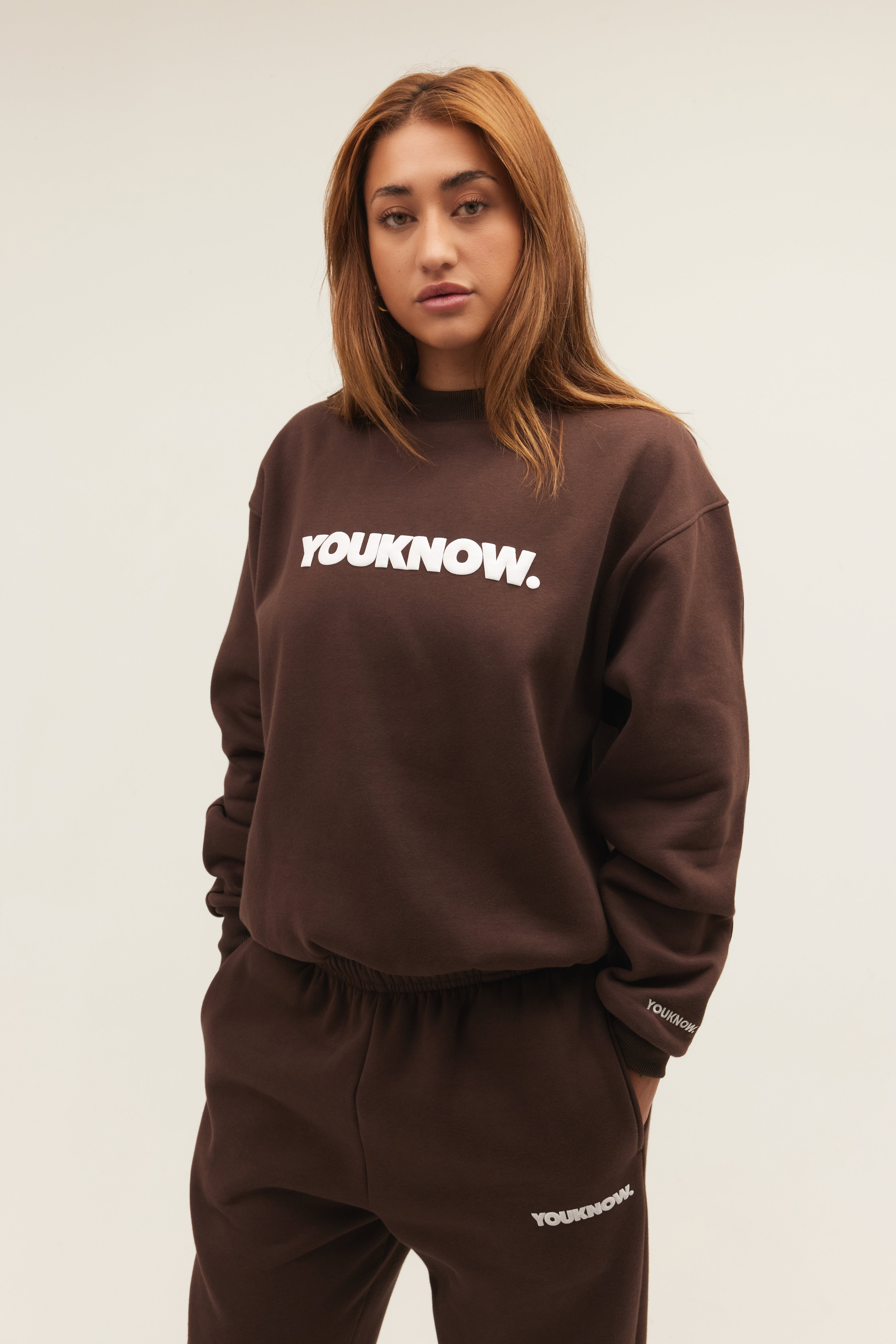 BLOCK CREWNECK | Brown