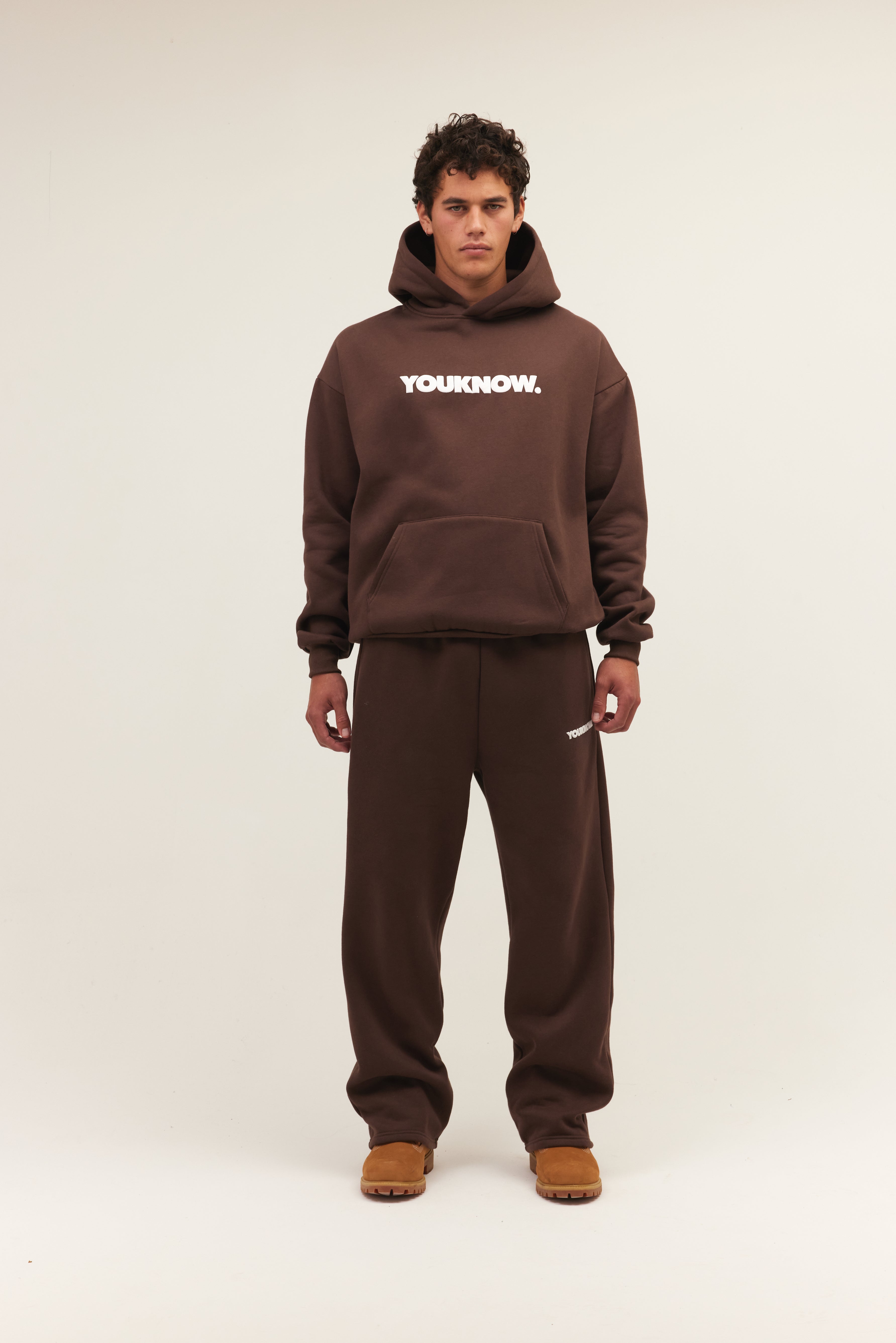 BLOCK WIDE-LEG SWEATPANTS | Brown